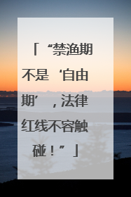“禁渔期不是‘自由期’，法律红线不容触碰！”