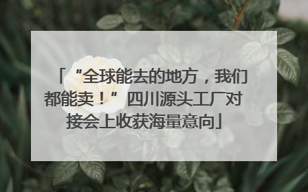 “全球能去的地方，我们都能卖！”四川源头工厂对接会上收获海量意向