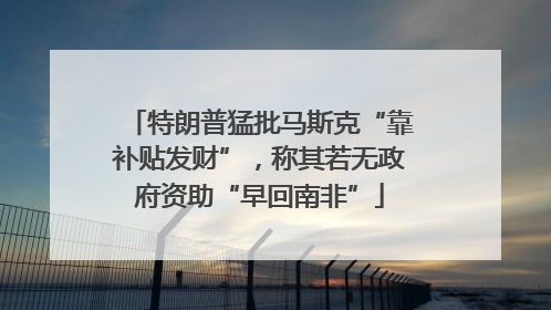 特朗普猛批马斯克“靠补贴发财”，称其若无政府资助“早回南非”