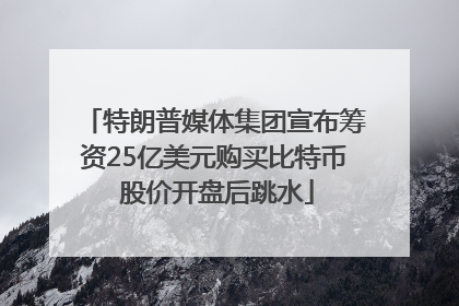 特朗普媒体集团宣布筹资25亿美元购买比特币 股价开盘后跳水