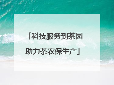 科技服务到茶园 助力茶农保生产