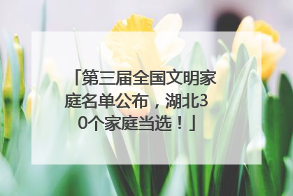 第三届全国文明家庭名单公布，湖北30个家庭当选！