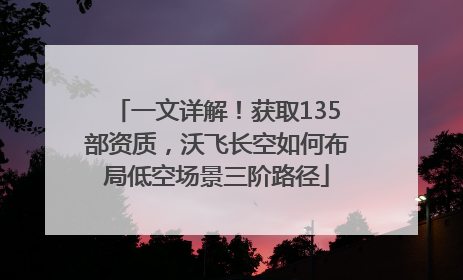 一文详解！获取135部资质，沃飞长空如何布局低空场景三阶路径