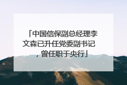 中国信保副总经理李文森已升任党委副书记，曾任职于央行