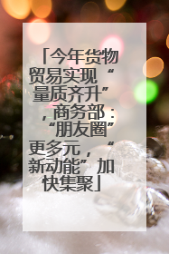 今年货物贸易实现“量质齐升”，商务部：“朋友圈”更多元，“新动能”加快集聚