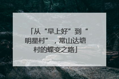从“早上好”到“明星村”，常山达塘村的蝶变之路