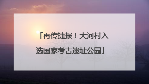 再传捷报！大河村入选国家考古遗址公园