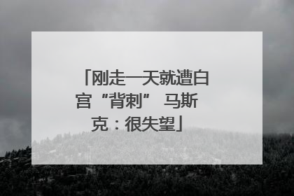 刚走一天就遭白宫“背刺” 马斯克：很失望