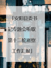安阳县委书记专题会听取第十二轮巡察工作汇报