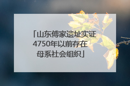 山东傅家遗址实证4750年以前存在母系社会组织