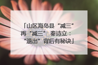 山区海岛县“减三”再“减三” 秦诗立：“退出”背后有秘诀