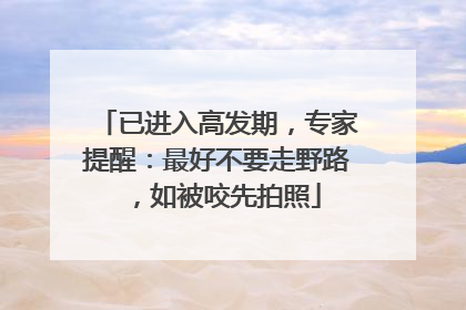 已进入高发期，专家提醒：最好不要走野路，如被咬先拍照