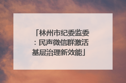 林州市纪委监委：民声微信群激活基层治理新效能