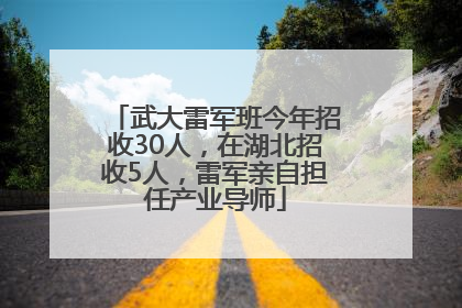 武大雷军班今年招收30人，在湖北招收5人，雷军亲自担任产业导师