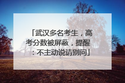 武汉多名考生，高考分数被屏蔽，提醒：不主动说请别问