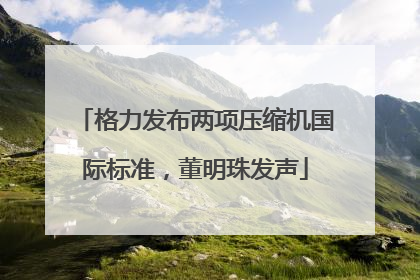 格力发布两项压缩机国际标准，董明珠发声