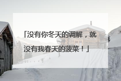 没有你冬天的调解，就没有我春天的菠菜！