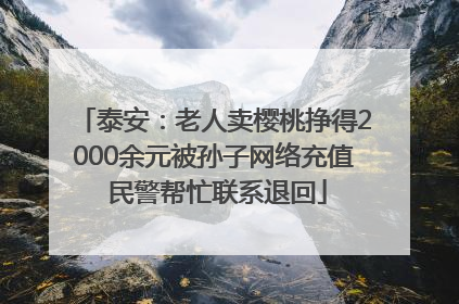泰安：老人卖樱桃挣得2000余元被孙子网络充值 民警帮忙联系退回