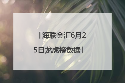 海联金汇6月25日龙虎榜数据