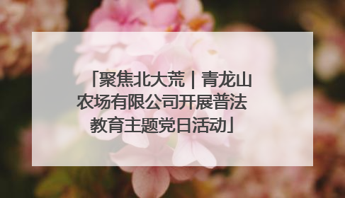聚焦北大荒｜青龙山农场有限公司开展普法教育主题党日活动