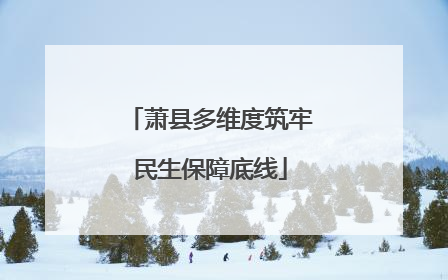萧县多维度筑牢民生保障底线