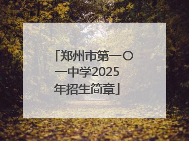 郑州市第一〇一中学2025年招生简章