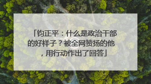钧正平：什么是政治干部的好样子？被全网赞扬的他，用行动作出了回答