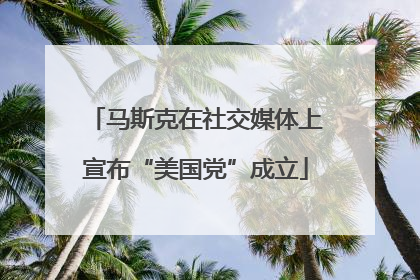 马斯克在社交媒体上宣布“美国党”成立