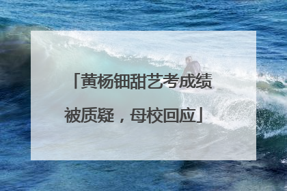 黄杨钿甜艺考成绩被质疑，母校回应